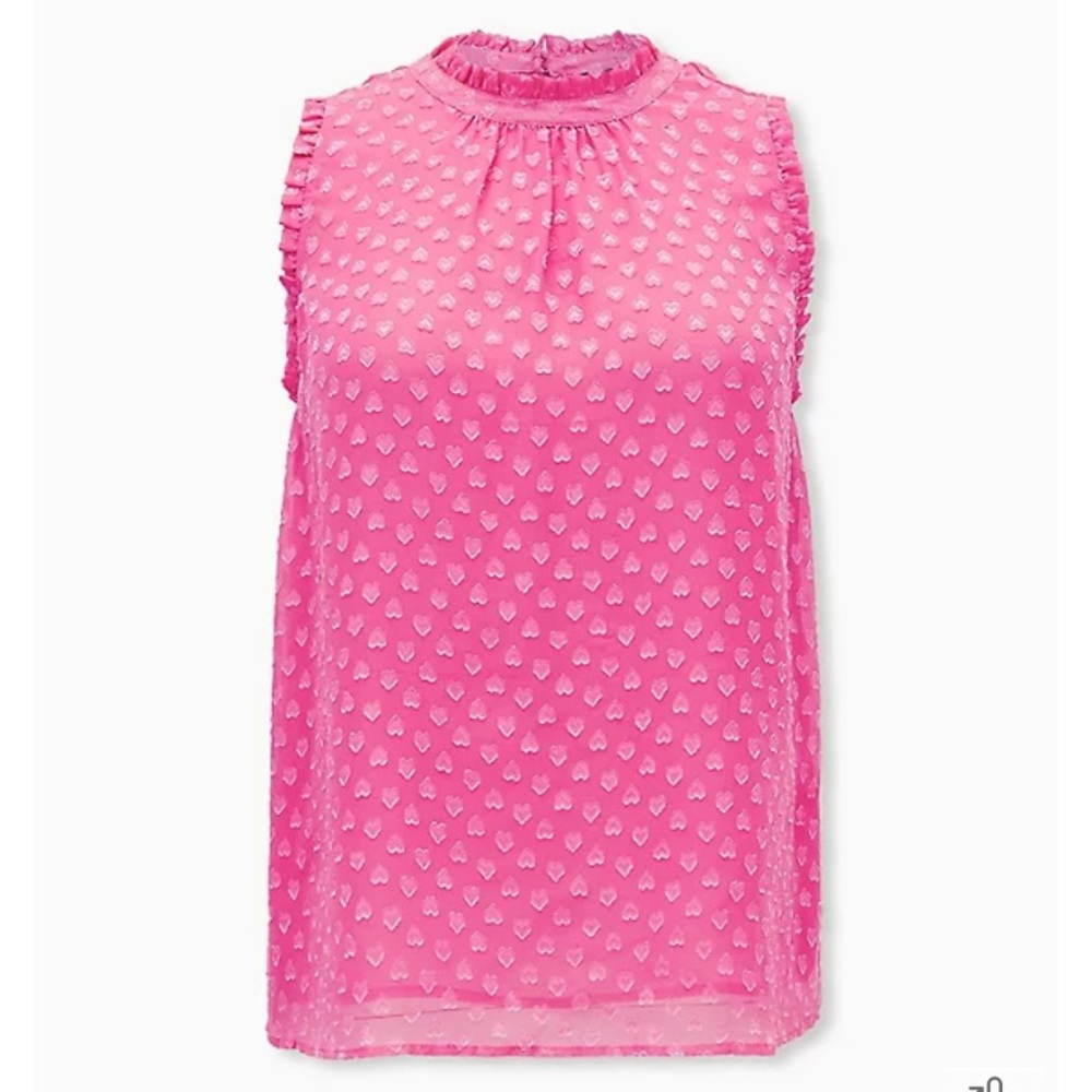 NWT Torrid Pink Heart Clip-Dot Mock Neck Top Size 0 (Large/12)